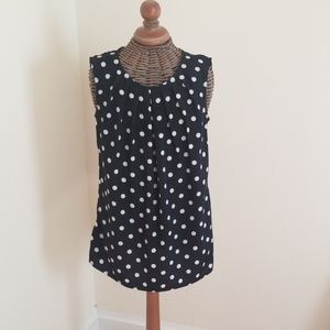 Merona black and white polka dot shell